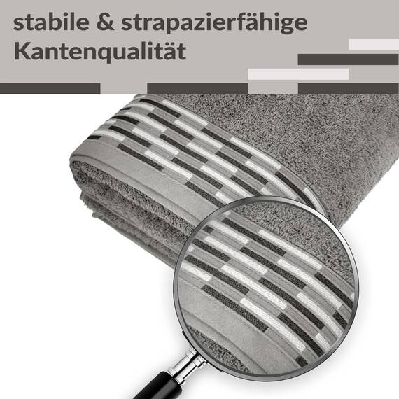 Lashuma Saunahandtuch XXL Grau, Lugano Frottee Badehandtuch groß 80x200 cm