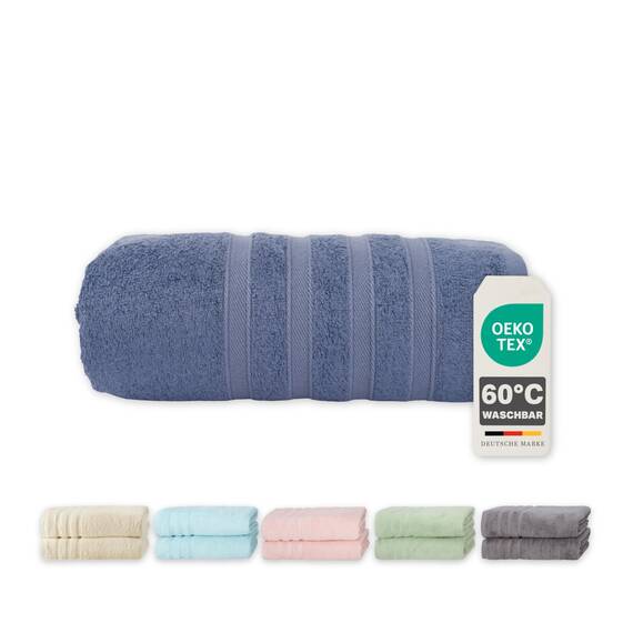 Müskaan Bambus Handtücher Set 1 Saunatuch 70x200 - Samtweich und Saugstark - 50% Bambus 50% Baumwolle - Oeko-Tex 100 Zertifiziert - Rauchblau