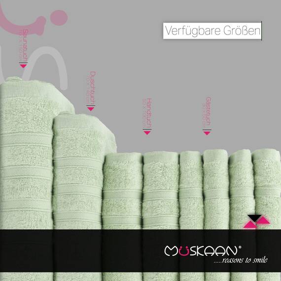 Müskaan® 8er Bambus Handtuch Set Eukalyptus, 50% Baumwolle & 50% Bambus, 50x30cm, 450g/m² – Öko-Tex, Frottee Gästehandtuch Set Baumwolle, Gästetuchset Grün für Bad, 60°C waschbar, Frotteetücher