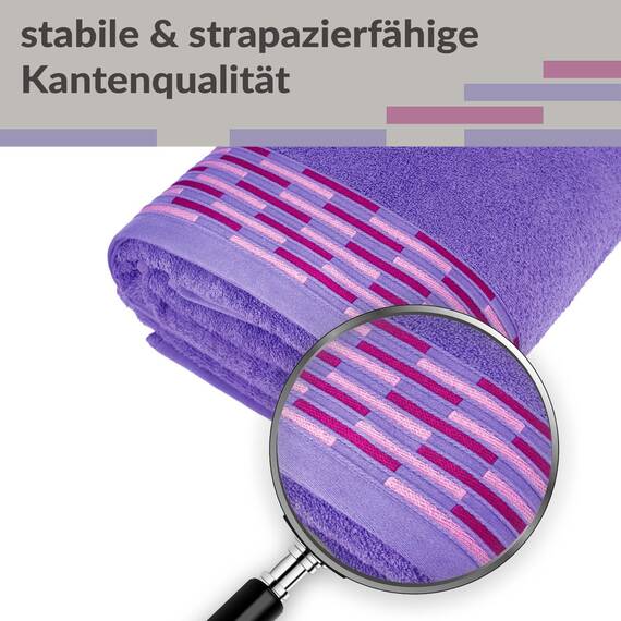 Lashuma 2er Set Duschhandtücher Lila, Lugano Flauschige Handtücher 70x140 cm