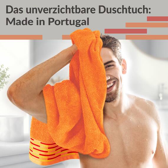 Lashuma Frottee Duschtücher 70x140 cm, Lugano 2er Handtücher Set Orange