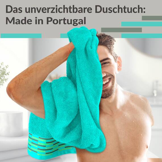 Lashuma 2er Set Duschtücher Türkis – Meer, Lugano weiche Wellness Badetücher 70x140 cm