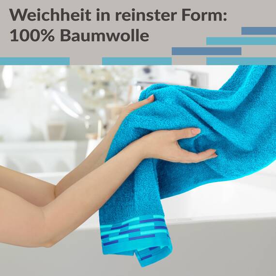 Lashuma Handtücher Set Blau - Aquamarin, Lugano Handtuch flauschig 100% Baumwolle