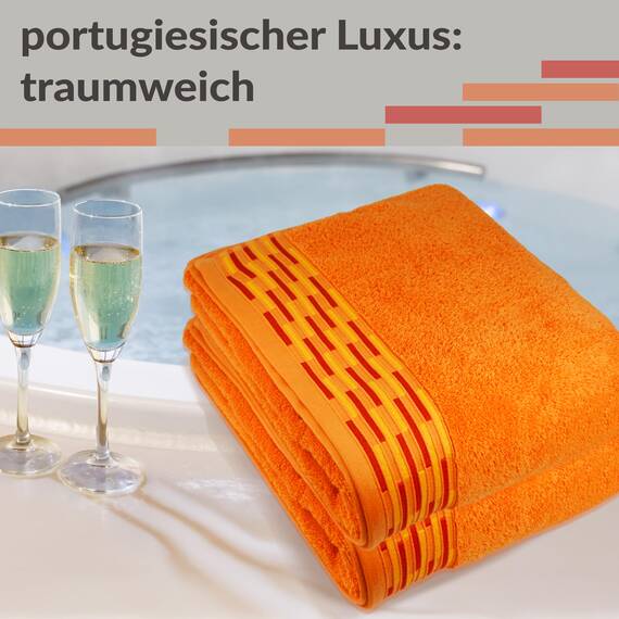 Lashuma Frottee Duschtücher 70x140 cm, Lugano 2er Handtücher Set Orange