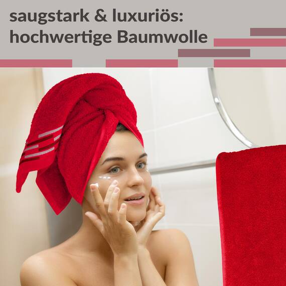Lashuma Frottee Handtücher 50x100 Rot, Lugano 2er Set Baumwolle Handtücher mit Aufhänger
