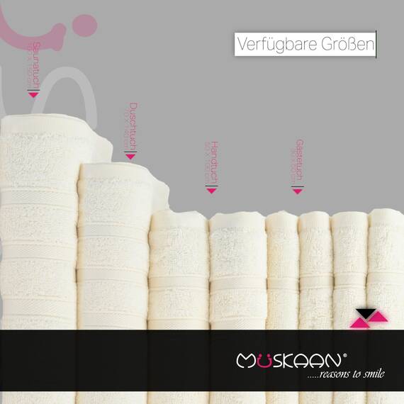 Müskaan® 4er Bambus Handtuch Set Natur, 50% Baumwolle & 50% Bambus, 450g/m² – 2X Duschtuch 70x140cm & 2X Handtuch 50x100cm – Öko-Tex, Handtücher Set Baumwolle, Handtuchset Weiß, 60°C waschbar