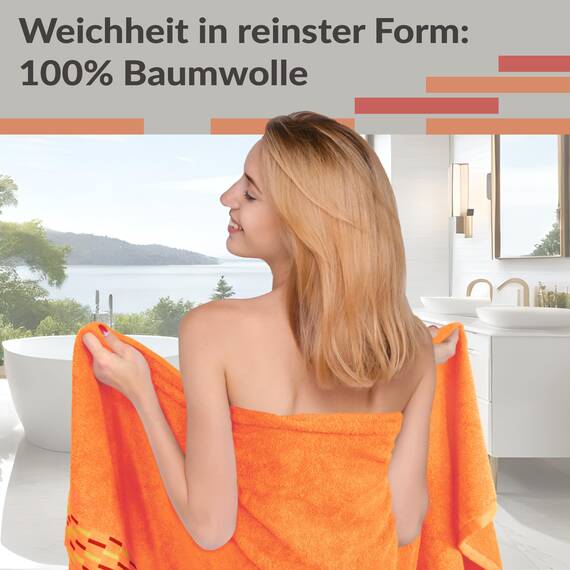 Lashuma Frottee Duschtücher 70x140 cm, Lugano 2er Handtücher Set Orange