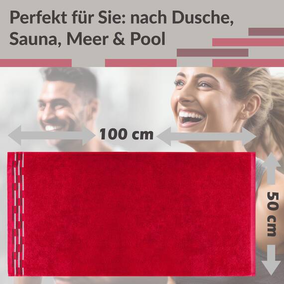 Lashuma Frottee Handtücher 50x100 Rot, Lugano 2er Set Baumwolle Handtücher mit Aufhänger