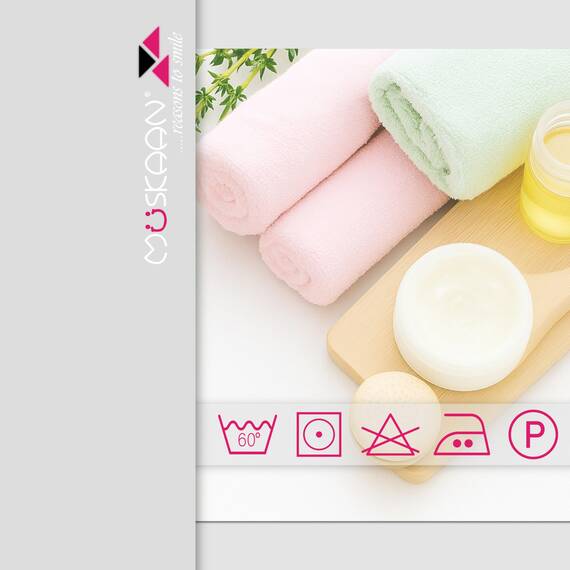 Müskaan® 4er Bambus Handtuch Set Natur, 50% Baumwolle & 50% Bambus, 450g/m² – 2X Duschtuch 70x140cm & 2X Handtuch 50x100cm – Öko-Tex, Handtücher Set Baumwolle, Handtuchset Weiß, 60°C waschbar