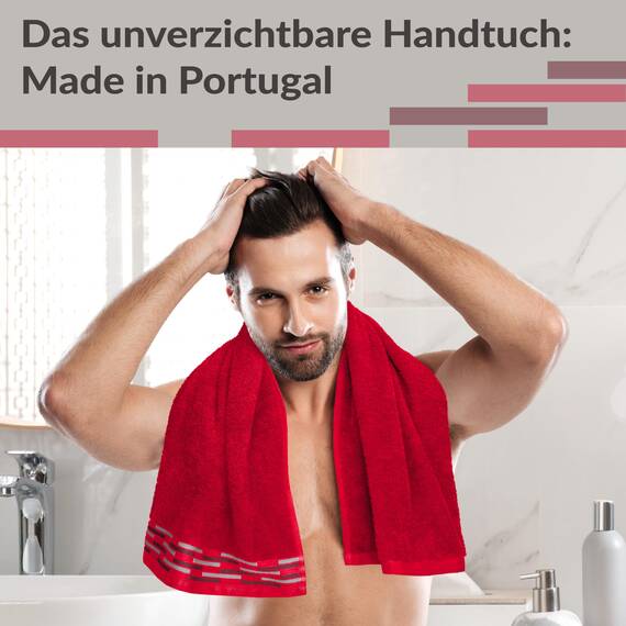 Lashuma Frottee Handtücher 50x100 Rot, Lugano 2er Set Baumwolle Handtücher mit Aufhänger