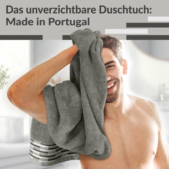 Lashuma Duschhandtuch 70x140 Grau, Lugano 2er Set Duschtücher Deluxe Qualität