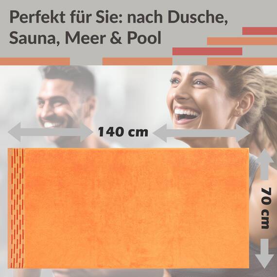 Lashuma Frottee Duschtücher 70x140 cm, Lugano 2er Handtücher Set Orange
