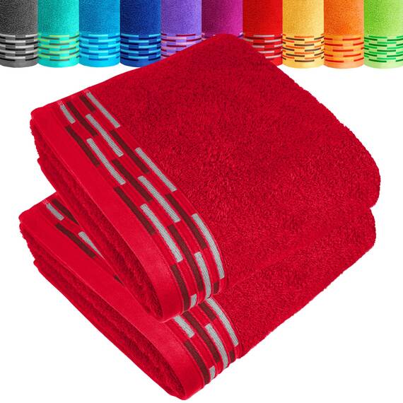 Lashuma Frottee Handtücher 50x100 Rot, Lugano 2er Set Baumwolle Handtücher mit Aufhänger