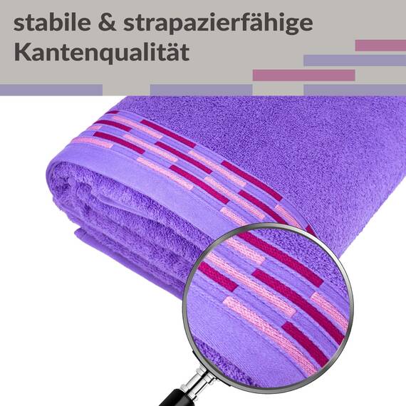 Lashuma Bad Handtücher Set 50x100 cm, Lugano 2er Set Frottiertücher Lila - Lavendel
