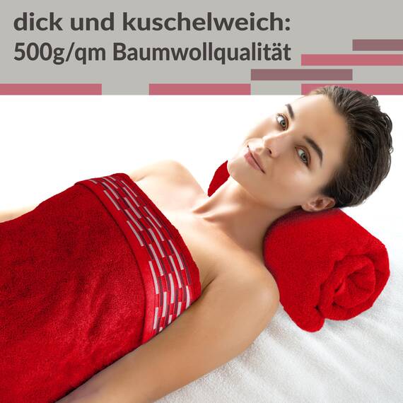 Lashuma Badehandtuch groß, Lugano 2er Duschtuch Set Rot, Made in Portugal