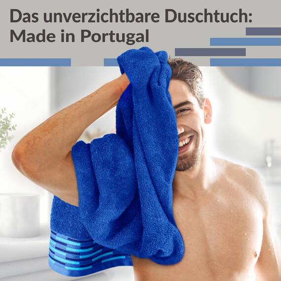 Lashuma großes Duschhandtuch 2er Set Königs Blau, Lugano Frottee Handtücher 70x140 cm
