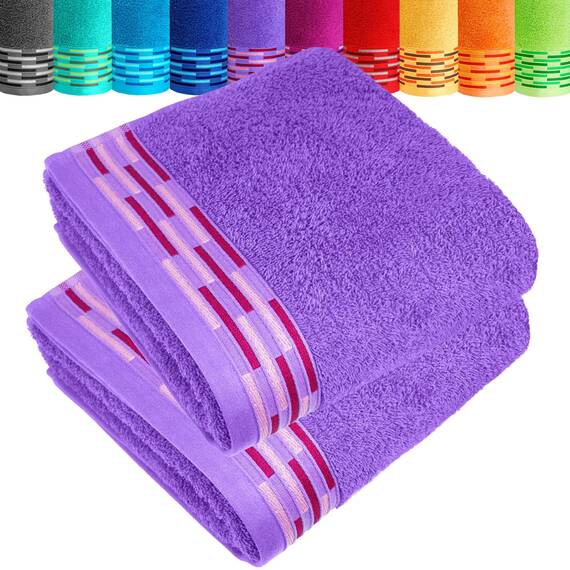 Lashuma Bad Handtücher Set 50x100 cm, Lugano 2er Set Frottiertücher Lila - Lavendel