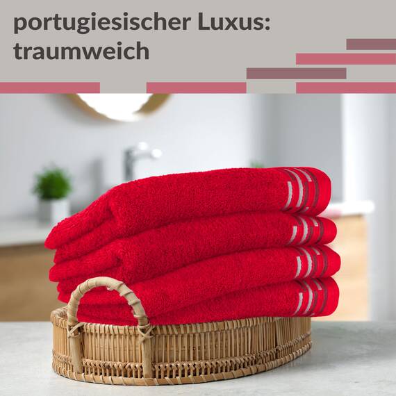 Lashuma kleine Frottee Handtücher Rot, Lugano 4er Set Gästetücher 30x50 cm