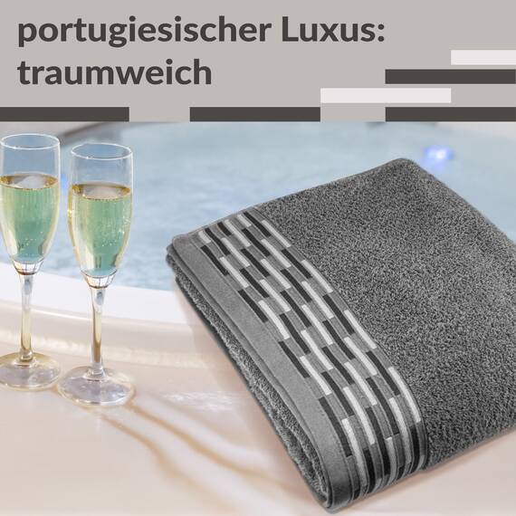 Lashuma Saunahandtuch XXL Grau, Lugano Frottee Badehandtuch groß 80x200 cm
