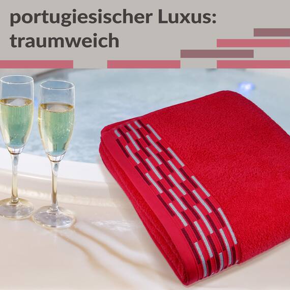 Lashuma Saunatuch Dame 100x200 cm Rot, Lugano XXL Frottee Badetuch Groß