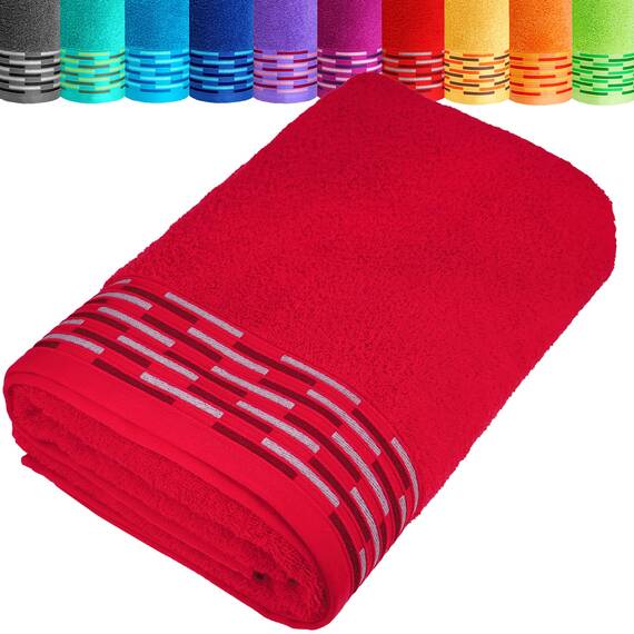 Lashuma Saunatuch Dame 100x200 cm Rot, Lugano XXL Frottee Badetuch Groß