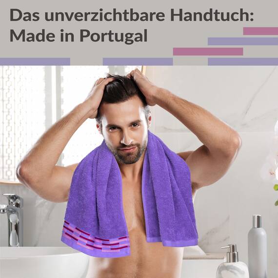 Lashuma Bad Handtücher Set 50x100 cm, Lugano 2er Set Frottiertücher Lila - Lavendel