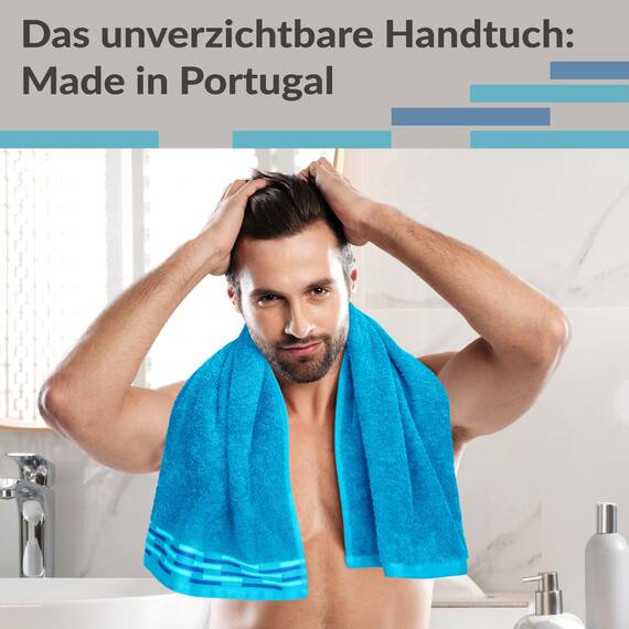 Lashuma Handtücher Set Blau - Aquamarin, Lugano Handtuch flauschig 100% Baumwolle
