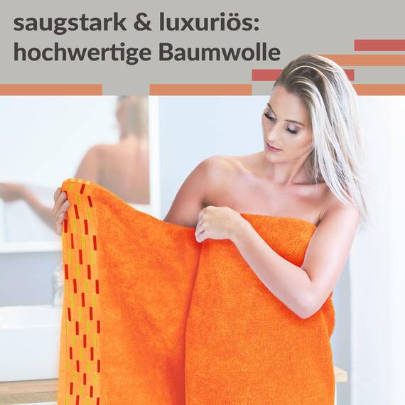 Lashuma Frottee Duschtücher 70x140 cm, Lugano 2er Handtücher Set Orange