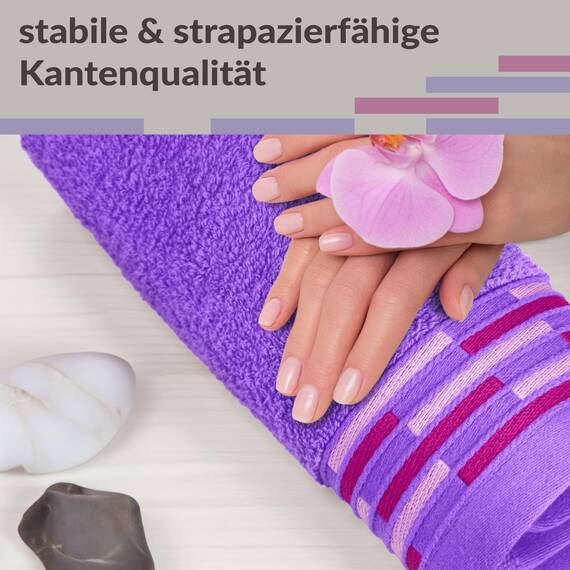 Lashuma Baumwolle Gästehandtuch Set 30x50 cm, Lugano 4er Frottee Handtuchset Lila - Lavendel