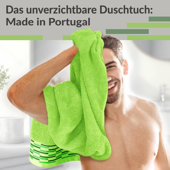 Lashuma Frottee Duschtücher 70x140 aus 100% Baumwolle, Lugano 2er Pack Badehandtuch Apfelgrün