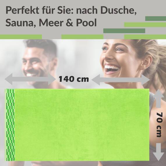 Lashuma Frottee Duschtücher 70x140 aus 100% Baumwolle, Lugano 2er Pack Badehandtuch Apfelgrün