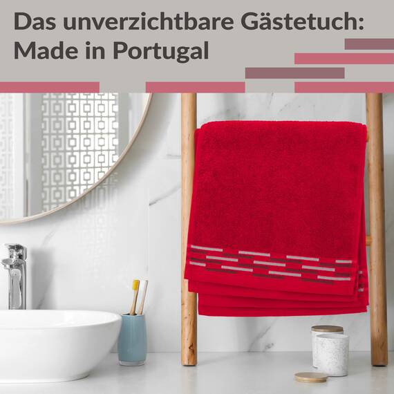 Lashuma kleine Frottee Handtücher Rot, Lugano 4er Set Gästetücher 30x50 cm