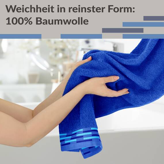 Lashuma Handtuch Set 50x100 cm Blau - Königsblau, Flauschige Lugano Handtücher für Badezimmer