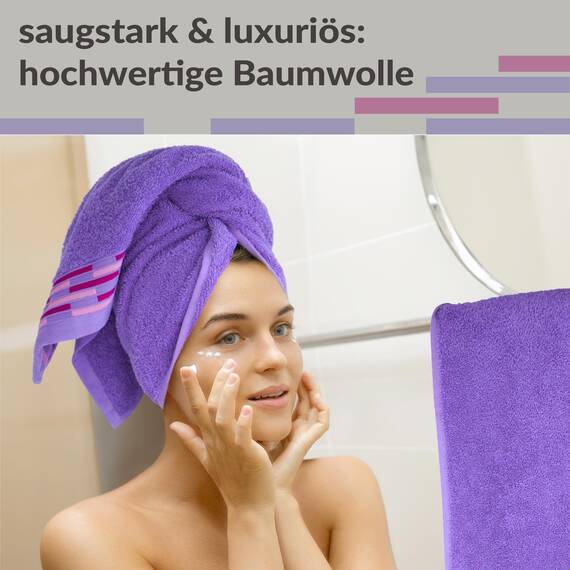 Lashuma Bad Handtücher Set 50x100 cm, Lugano 2er Set Frottiertücher Lila - Lavendel