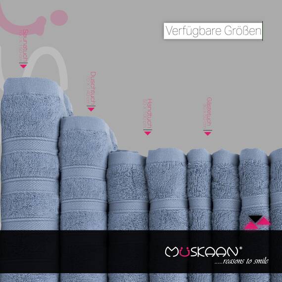 Müskaan® 4er Bambus Handtuch Set Rauchblau, 50% Baumwolle & 50% Bambus, 50x100cm, 450g/m² – Öko-Tex, Frottee Handtücher Set Baumwolle, Baumwoll Handtuchset Blau für Bad, 60°C waschbar, Frotteetücher