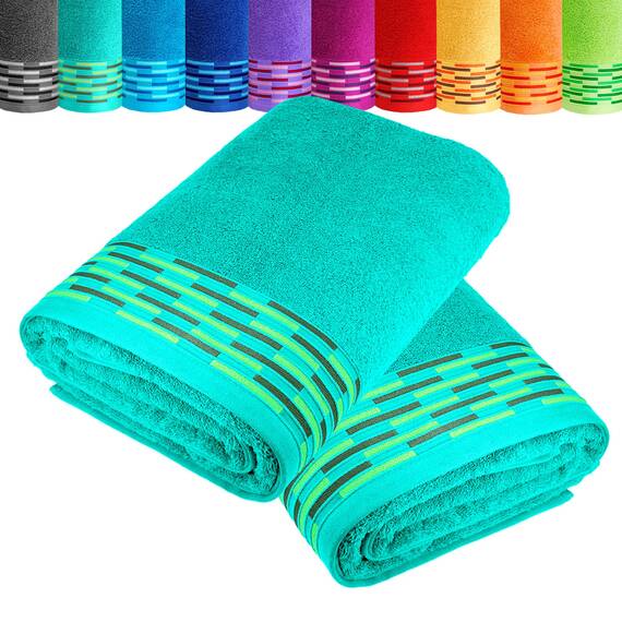 Lashuma 2er Set Duschtücher Türkis – Meer, Lugano weiche Wellness Badetücher 70x140 cm