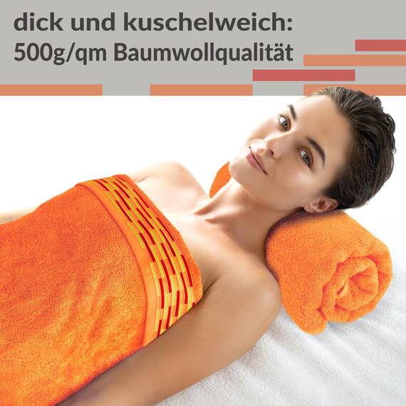 Lashuma Frottee Duschtücher 70x140 cm, Lugano 2er Handtücher Set Orange