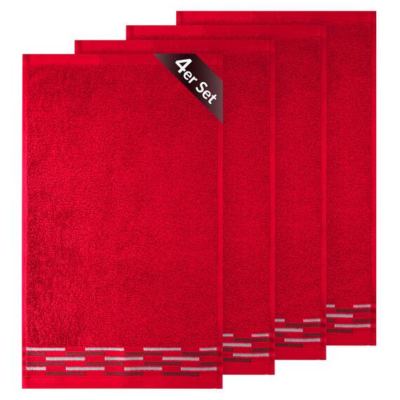 Lashuma kleine Frottee Handtücher Rot, Lugano 4er Set Gästetücher 30x50 cm