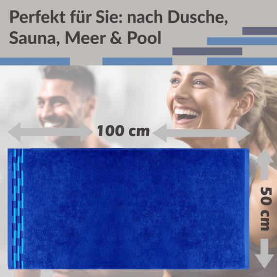 Lashuma Handtuch Set 50x100 cm Blau - Königsblau, Flauschige Lugano Handtücher für Badezimmer