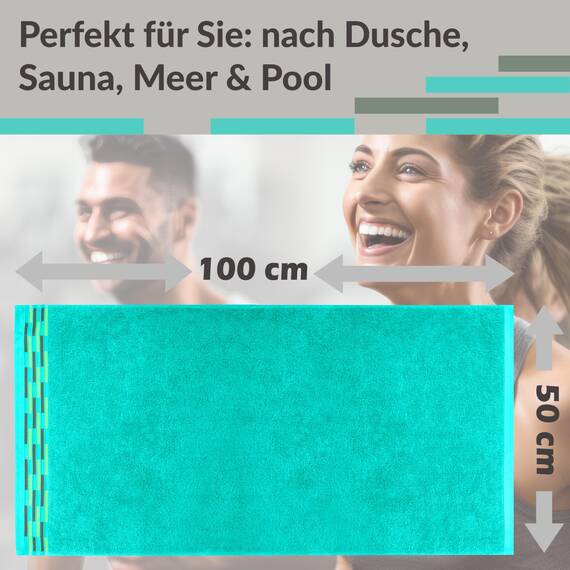 Lashuma 2er Frottee Handtücher Set 50x100 cm Türkis – Meer, Lugano weiche Baumwollhandtuch aus 100% Baumwolle