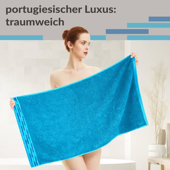 Lashuma Handtücher Set Blau - Aquamarin, Lugano Handtuch flauschig 100% Baumwolle