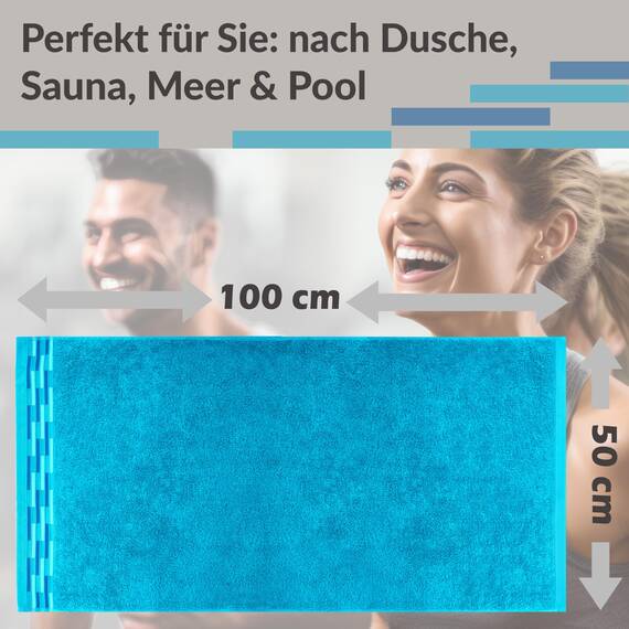 Lashuma Handtücher Set Blau - Aquamarin, Lugano Handtuch flauschig 100% Baumwolle