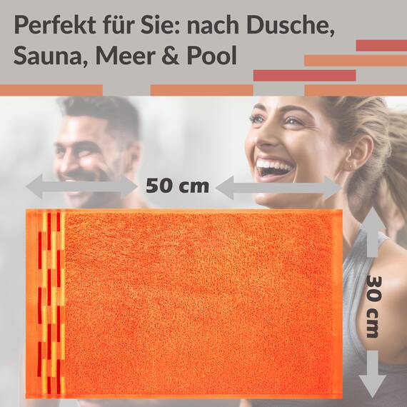 Lashuma Gäste Handtücher 30x50 cm, Lugano 4 Stück kleines Handtücher Set Orange
