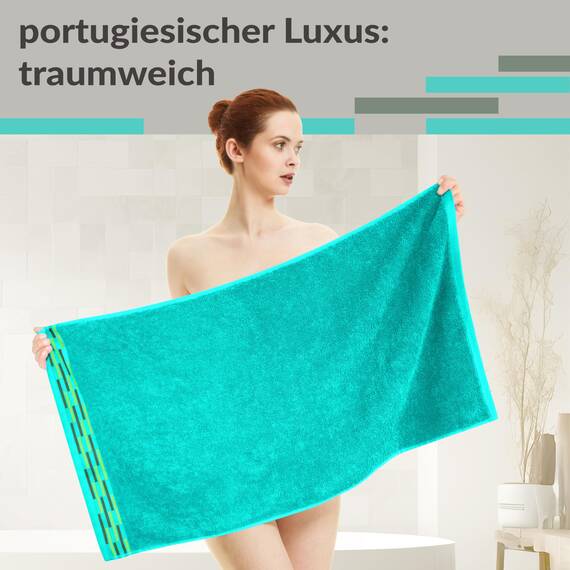 Lashuma 2er Frottee Handtücher Set 50x100 cm Türkis – Meer, Lugano weiche Baumwollhandtuch aus 100% Baumwolle