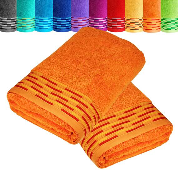 Lashuma Frottee Duschtücher 70x140 cm, Lugano 2er Handtücher Set Orange