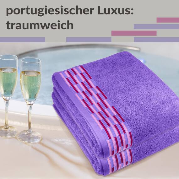 Lashuma 2er Set Duschhandtücher Lila, Lugano Flauschige Handtücher 70x140 cm