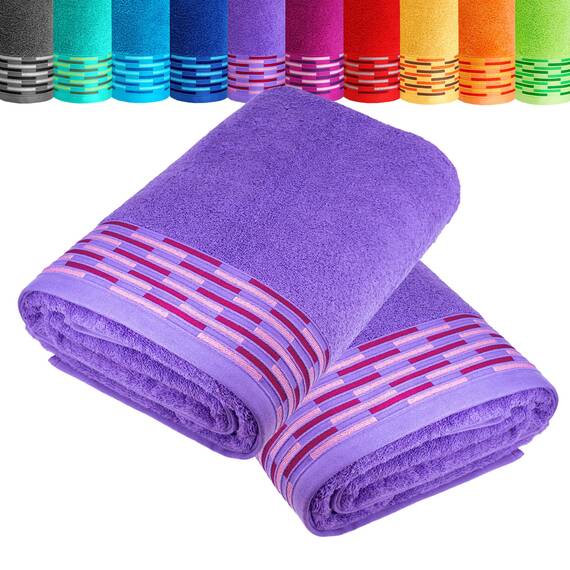 Lashuma 2er Set Duschhandtücher Lila, Lugano Flauschige Handtücher 70x140 cm