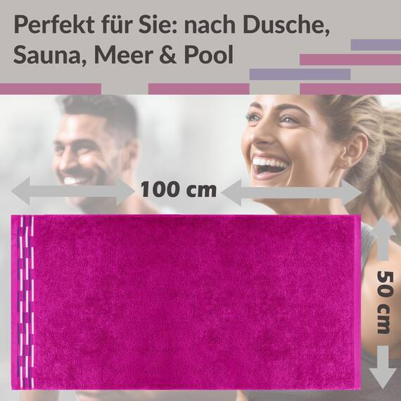 Lashuma 50x100 cm Handtücher Luxus Qualität, Lugano Frotteehandtücher 2er Set Purpur