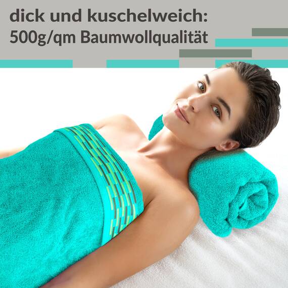 Lashuma 2er Set Duschtücher Türkis – Meer, Lugano weiche Wellness Badetücher 70x140 cm