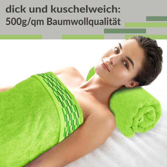 Lashuma Frottee Duschtücher 70x140 aus 100% Baumwolle, Lugano 2er Pack Badehandtuch Apfelgrün